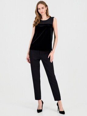 $68 T Tahari Women's Sleeveless Mixed-Media Top Black XL